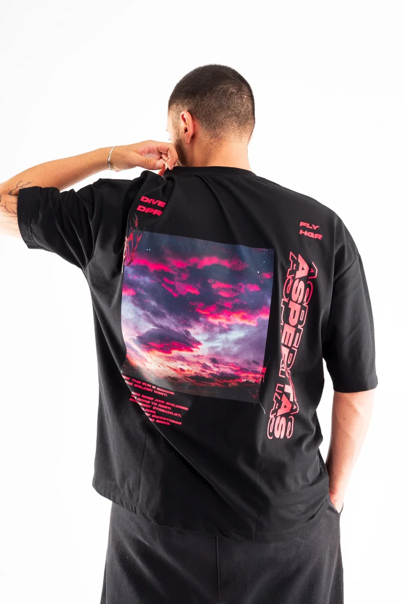 Asperitas Sırt Baskılı Siyah Oversize Unisex Tshirt