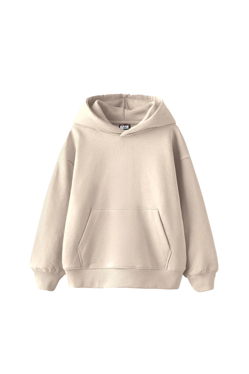 Özel Tasarım Basic Oversize Unisex Bej Hoodie