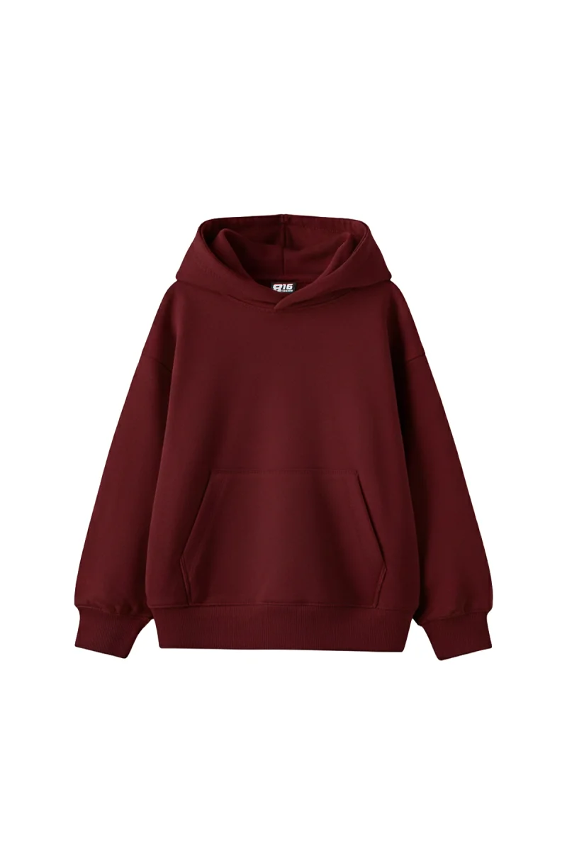 Özel Tasarım Basic Oversize Unisex Bordo Hoodie