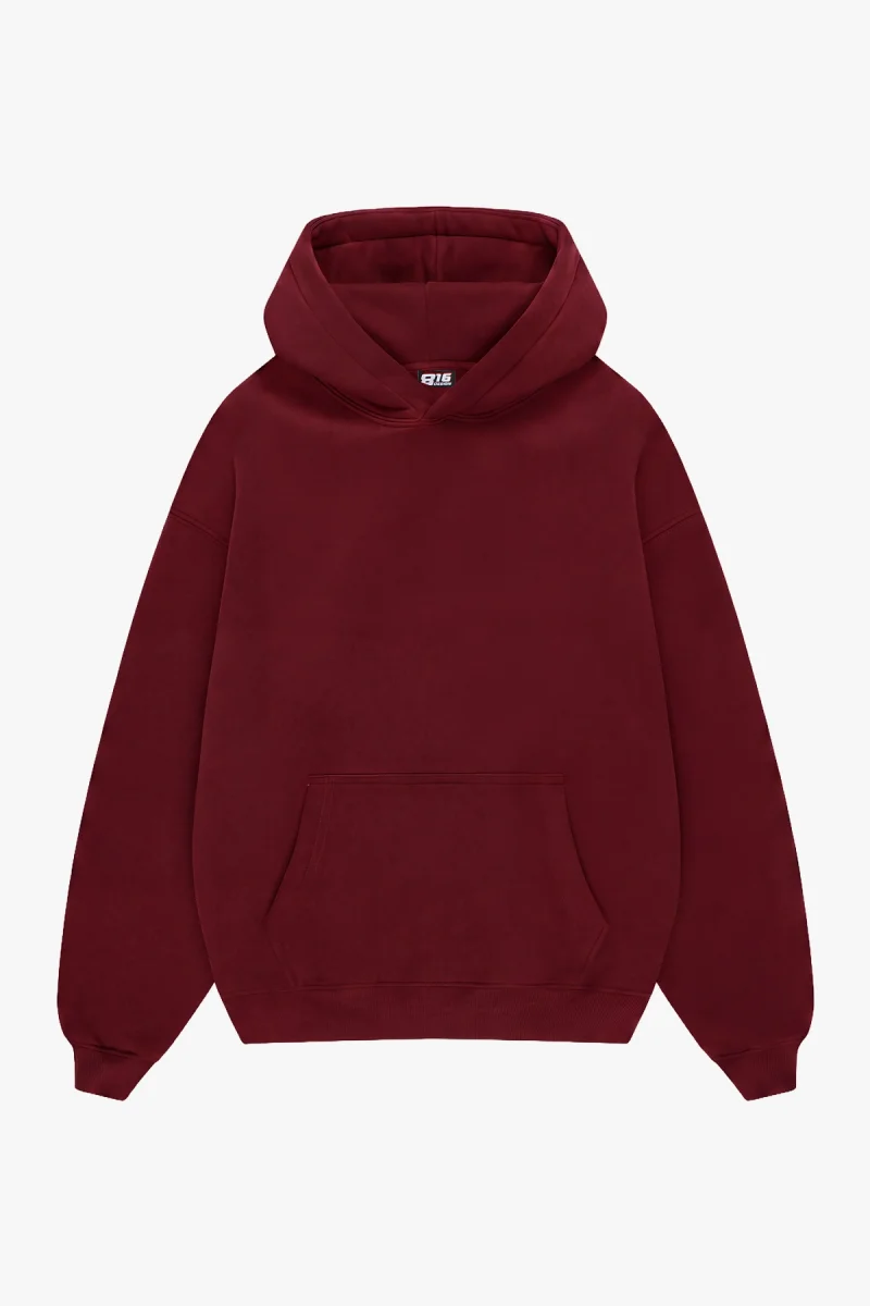 Basic Oversize Unisex Bordo Hoodie