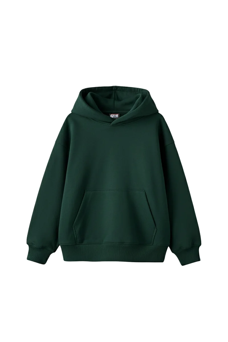 Özel Tasarım Basic Oversize Unisex Koyu Yeşil Hoodie