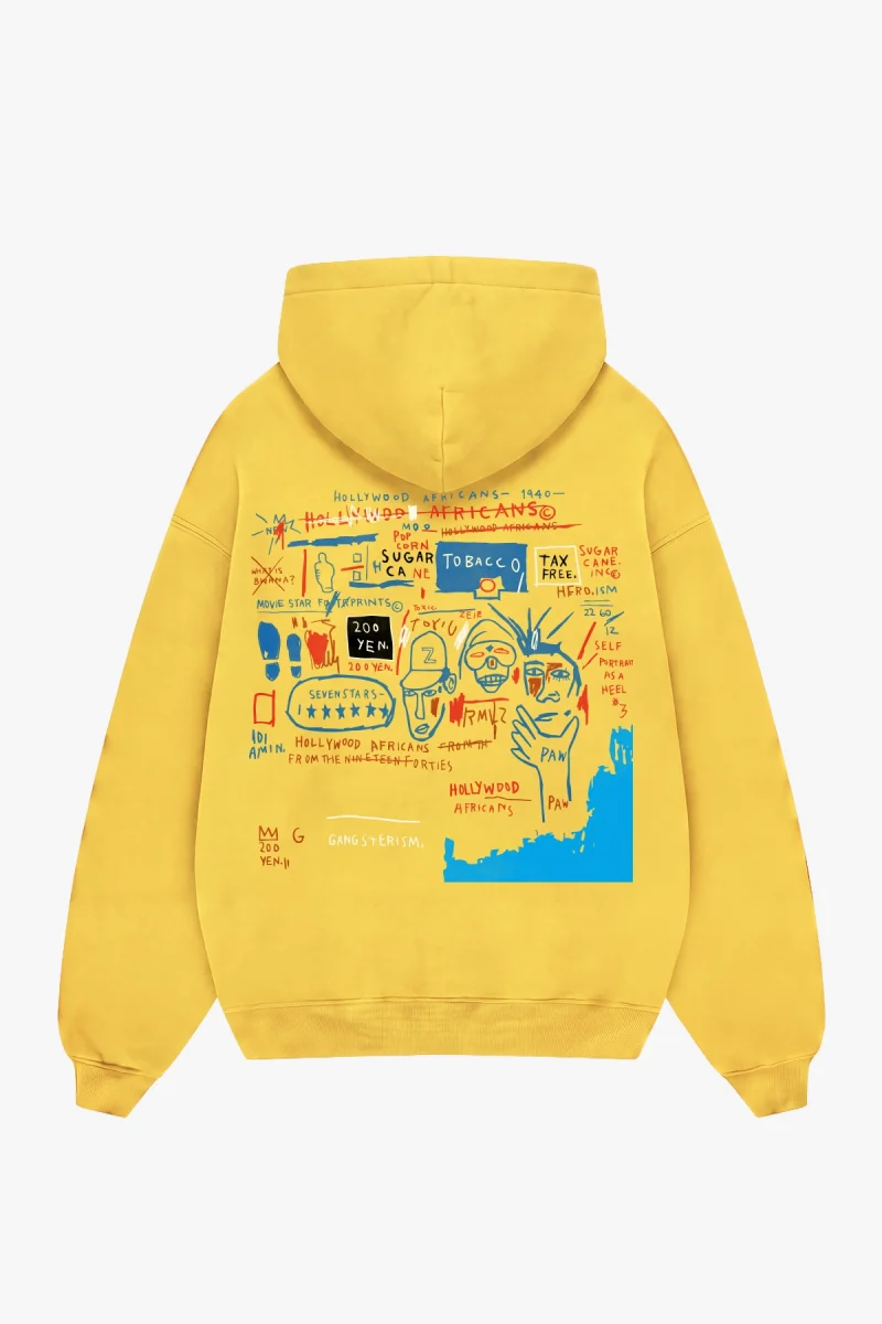 Basquiat Graffiti Sarı Oversize Hoodie