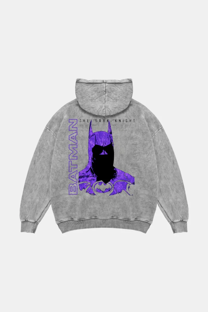 Bat Yarasa Baskılı Oversize Unisex Yıkamalı Beyaz Hoodie