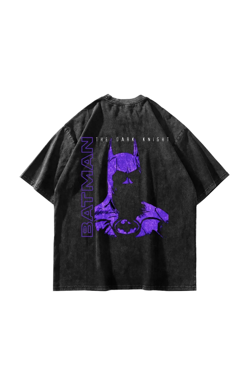 Bat Yarasa Baskılı Oversize Unisex Yıkamalı Siyah Tshirt