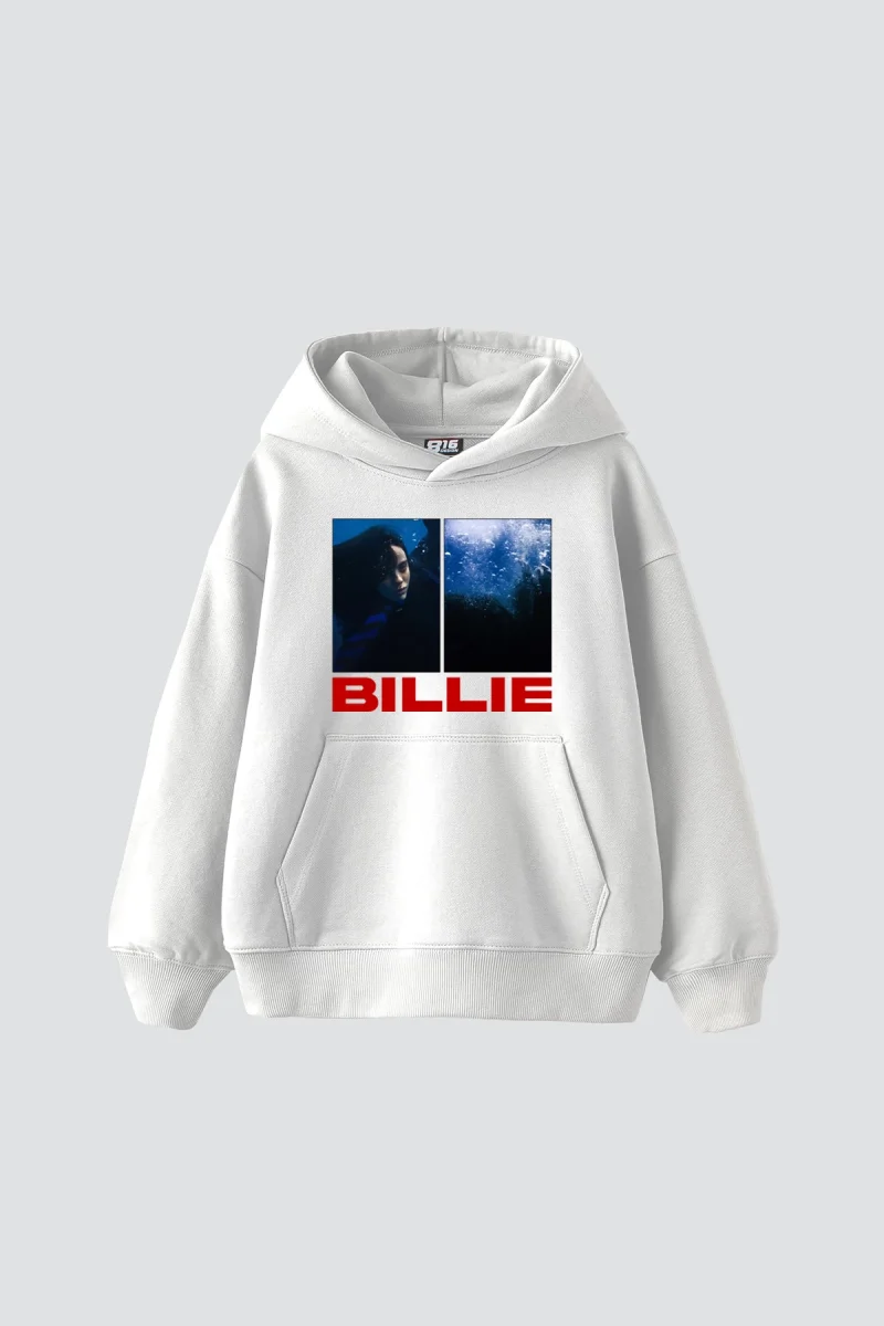 Billie Eilish Baskılı Oversize Unisex Beyaz Hoodie