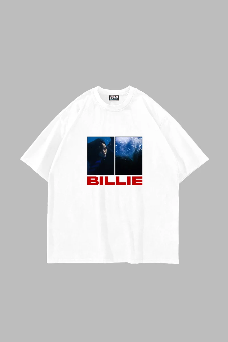 Billie Eilish Baskılı Oversize Unisex Beyaz Tshirt
