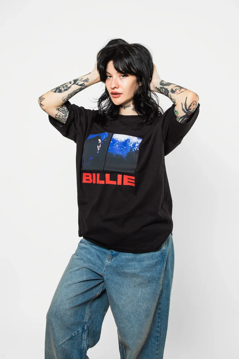 Billie Eilish Baskılı Oversize Unisex Siyah Tshirt