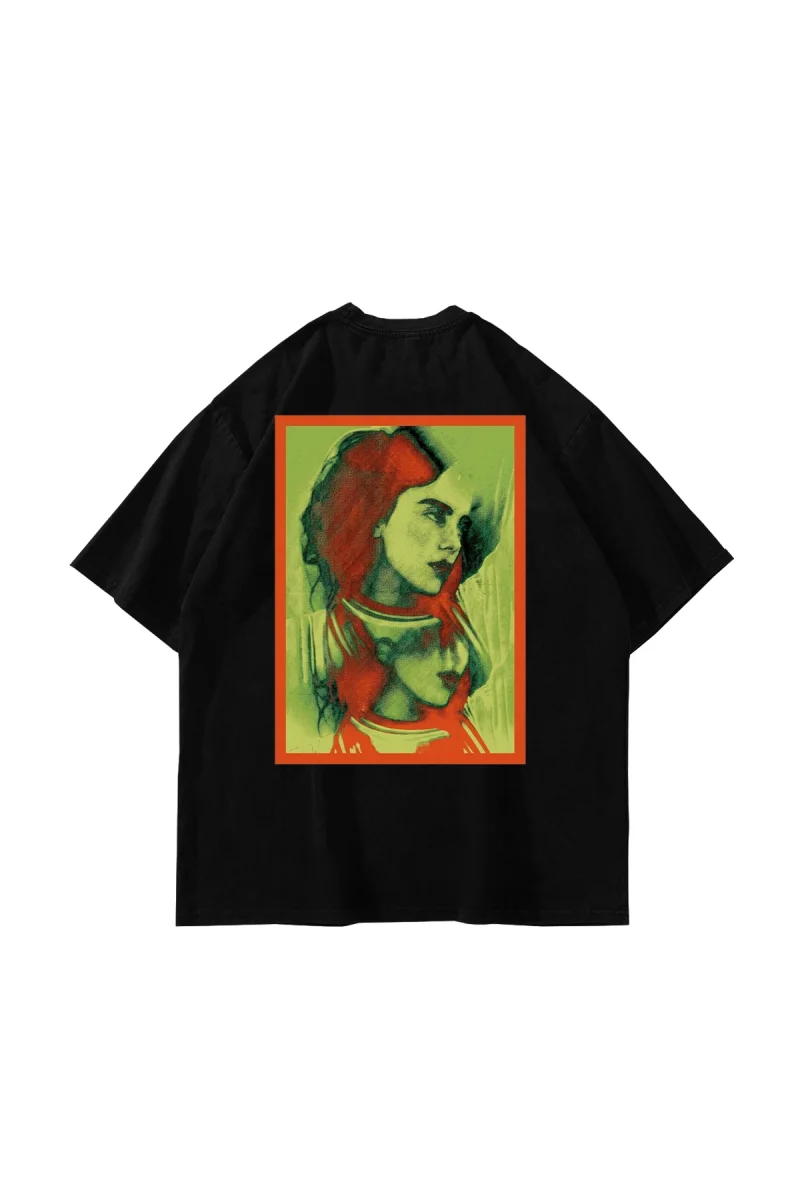 Billie Green Sırt Baskılı Oversize Unisex Siyah Tshirt
