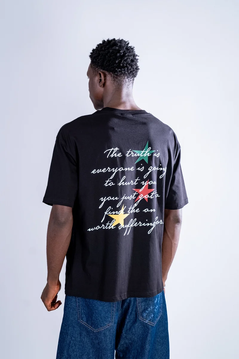Bob Marley Baskılı Oversize Unisex Siyah Tshirt