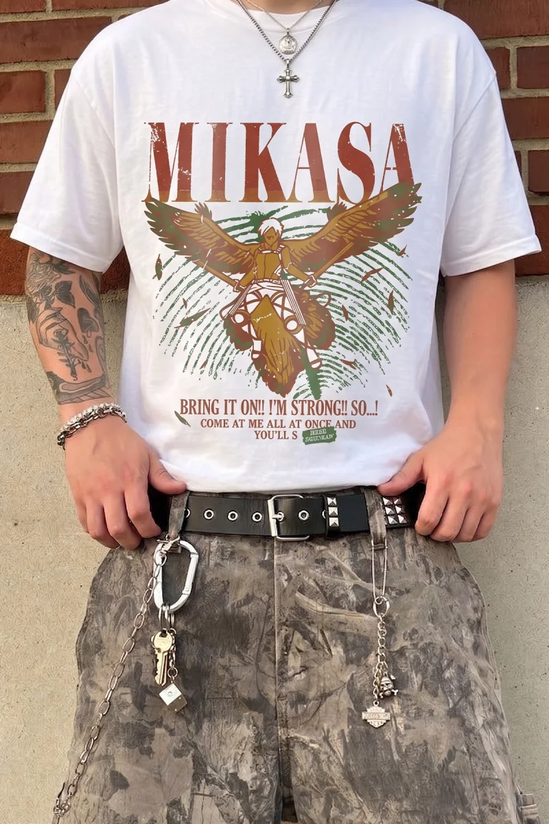 Bring It On Anime Baskılı Beyaz Oversize Tshirt