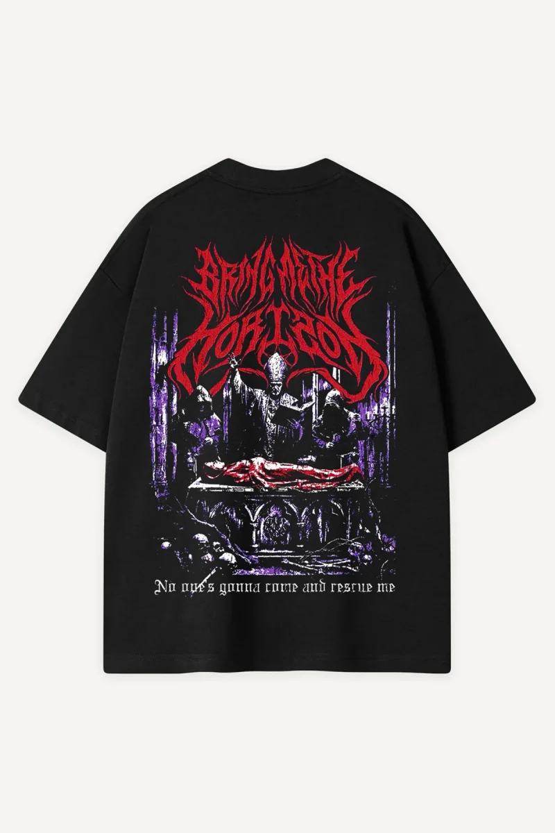 Bring Me The Horizon Baskılı Siyah Oversize Tshirt