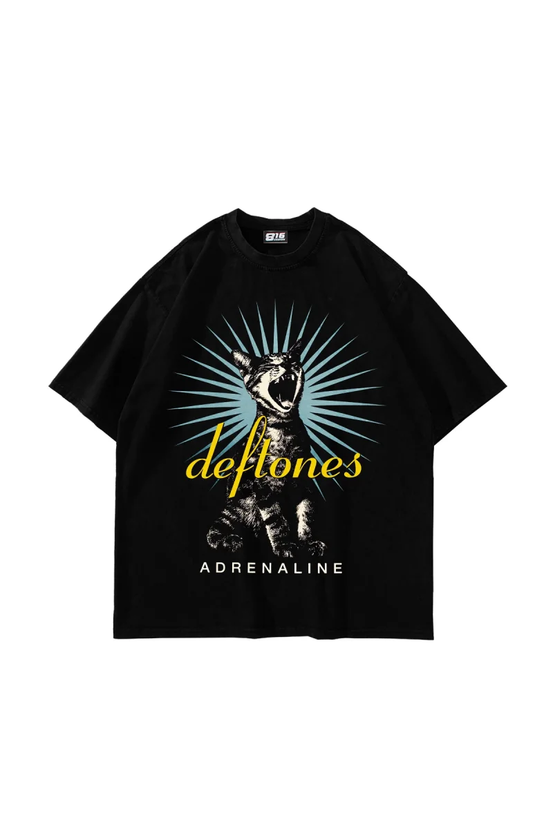 Cat Adrenaline Baskılı Siyah Oversize Unisex Tshirt