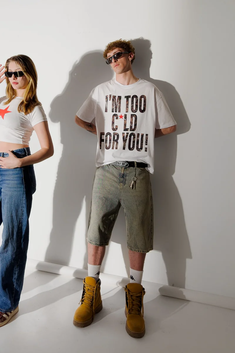 Cold For You Baskılı Oversize Unisex Beyaz Tshirt