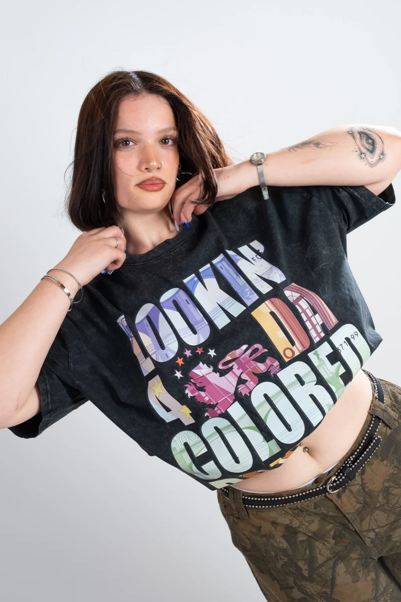 Colored Bridges Graphic Baskılı Yıkamalı Siyah Oversize Unisex Tshirt