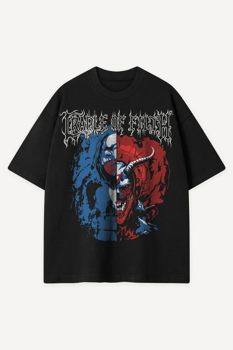 Cradle Of Filth Baskılı Siyah Oversize Tshirt