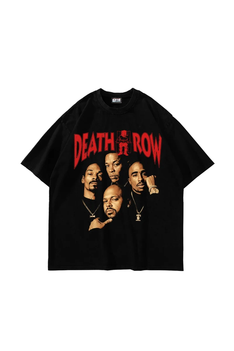 Death Row Baskılı Oversize Unisex Siyah Tshirt
