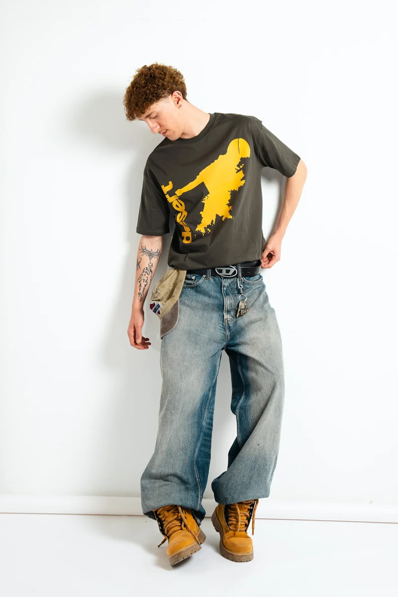 Desert Baskılı Oversize Unisex Haki Tshirt