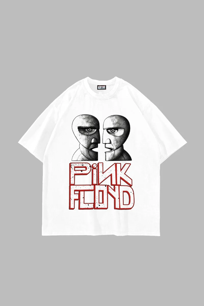 Division Bell Baskılı Oversize Unisex Beyaz Tshirt