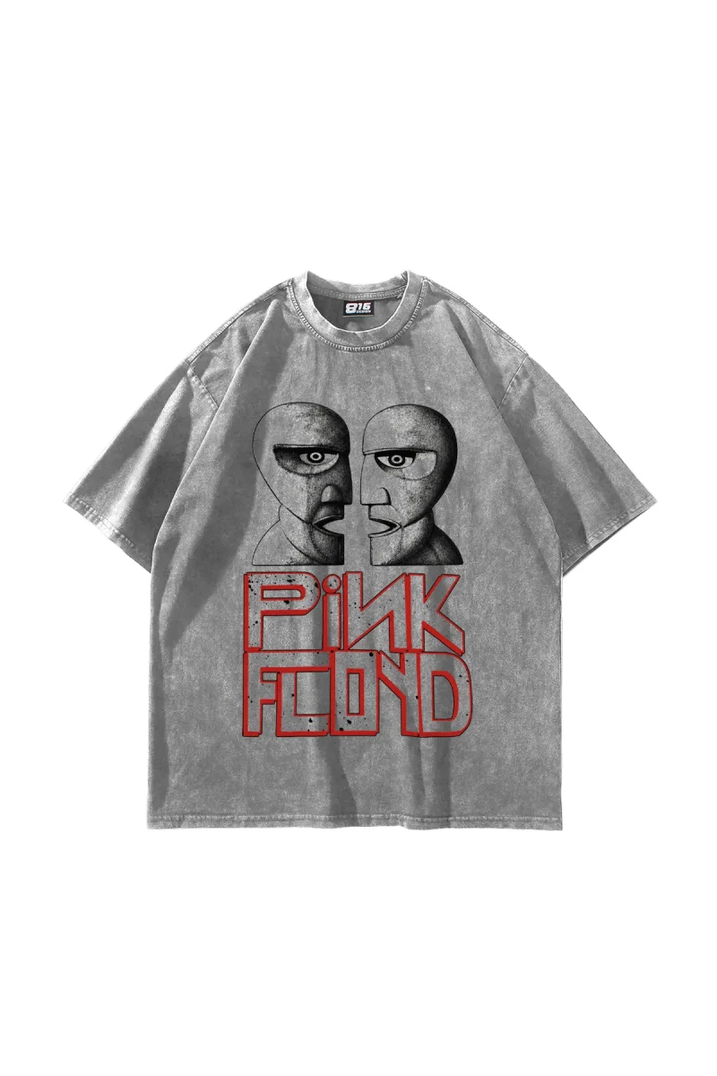 Division Bell Baskılı Yıkamalı Beyaz Oversize Unisex Tshirt