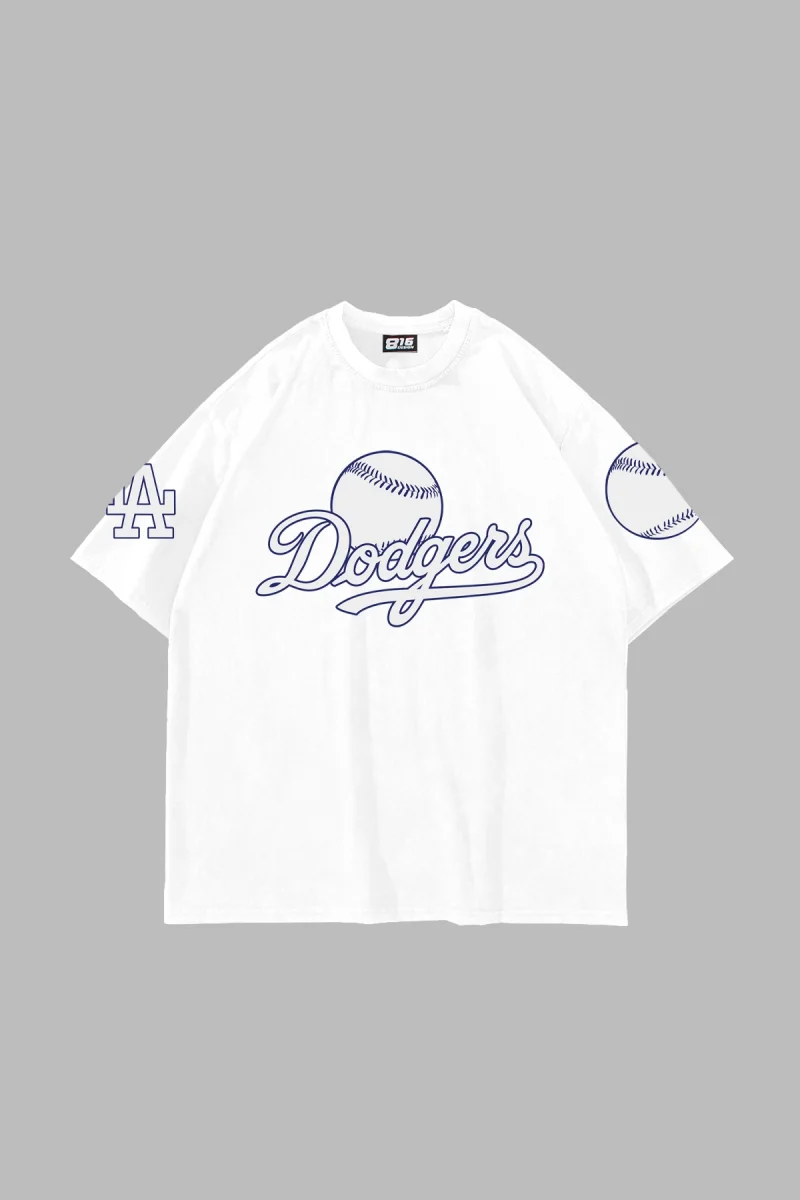 Dodgers Baskılı Beyaz Oversize Unisex Tshirt