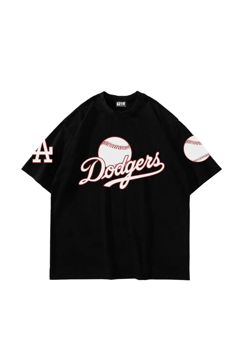 Dodgers Baskılı Siyah Oversize Unisex Tshirt