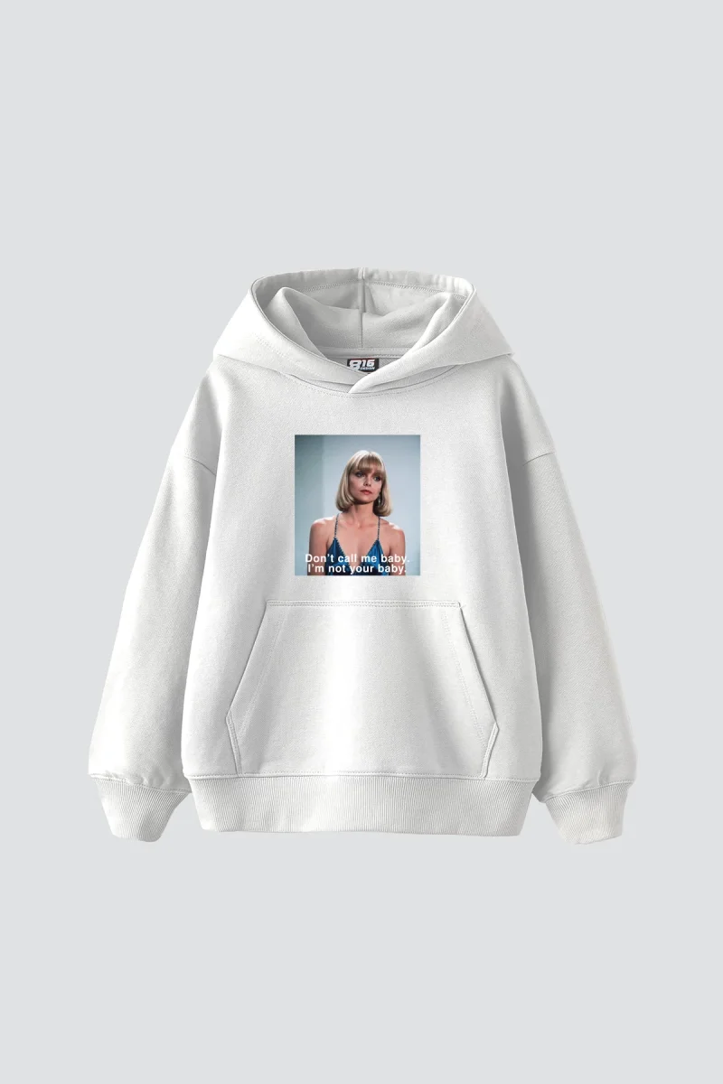 Dont Call Me Baskılı Oversize Unisex Beyaz Hoodie