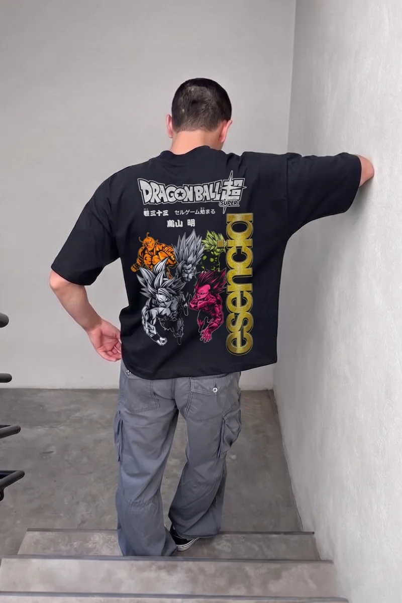 Dragon Baskılı Siyah Oversize Tshirt