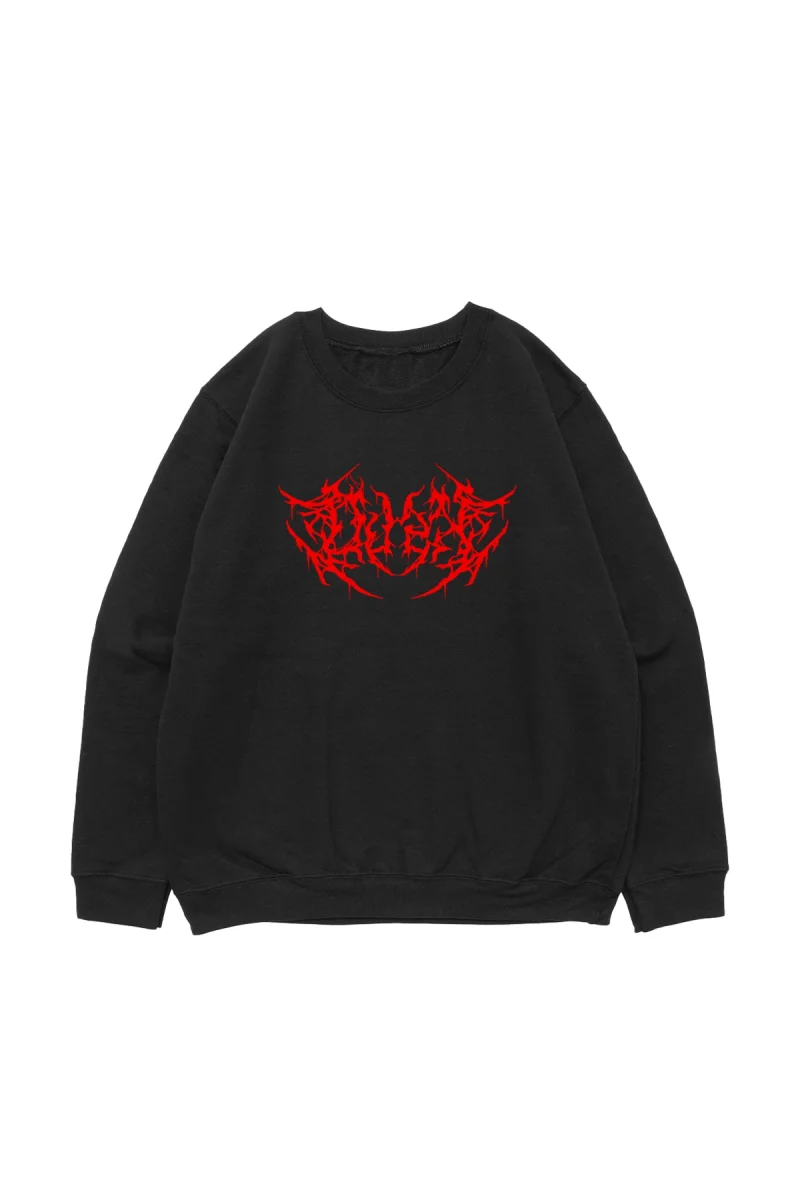 Kırmızı Dusk Baskılı Siyah Oversize Unisex Sweatshirt