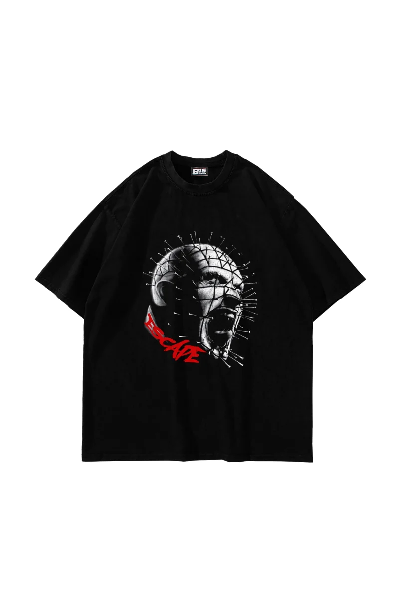 Escape Baskılı Oversize Unisex Siyah Tshirt