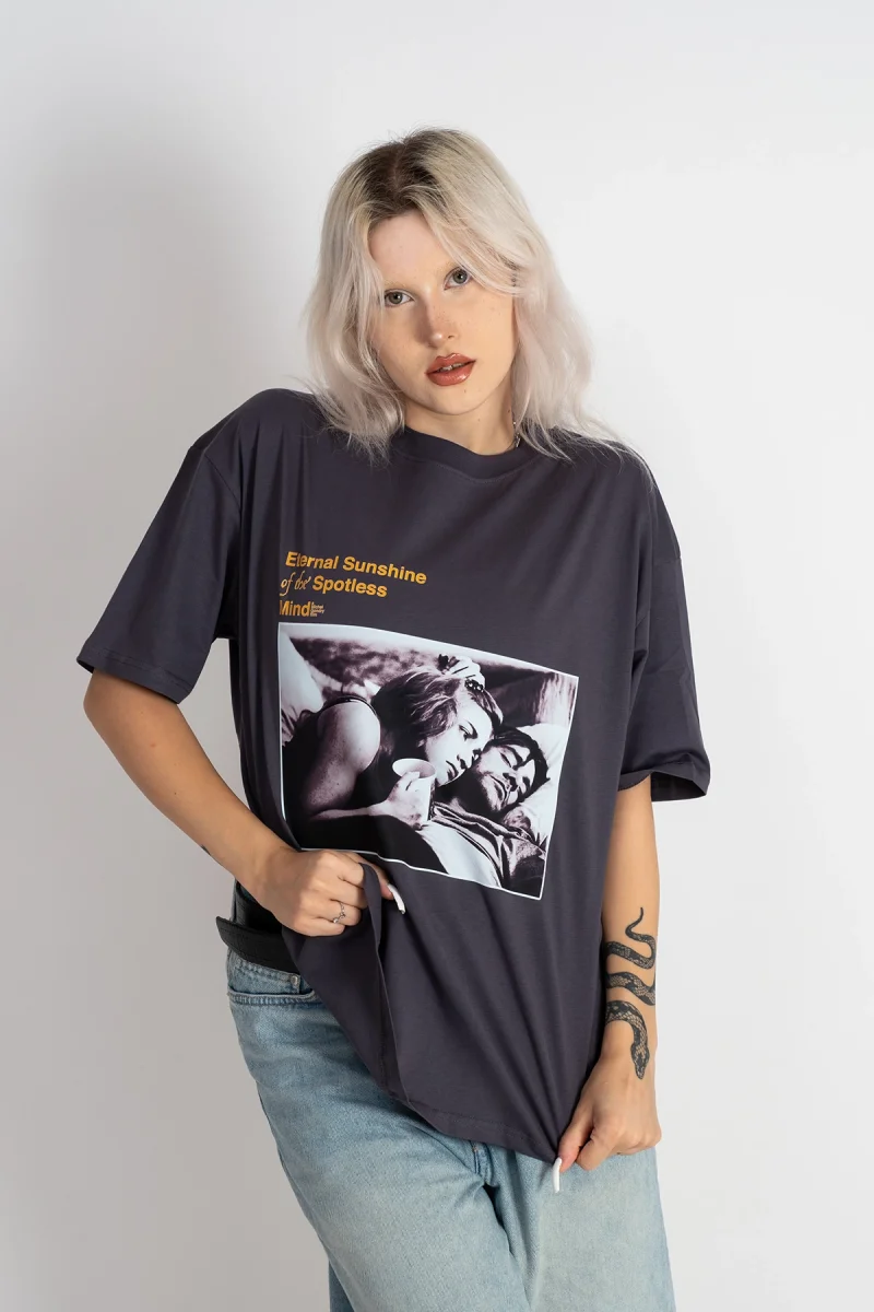 Eternal Sunshine Baskılı Oversize Unisex Füme Tshirt