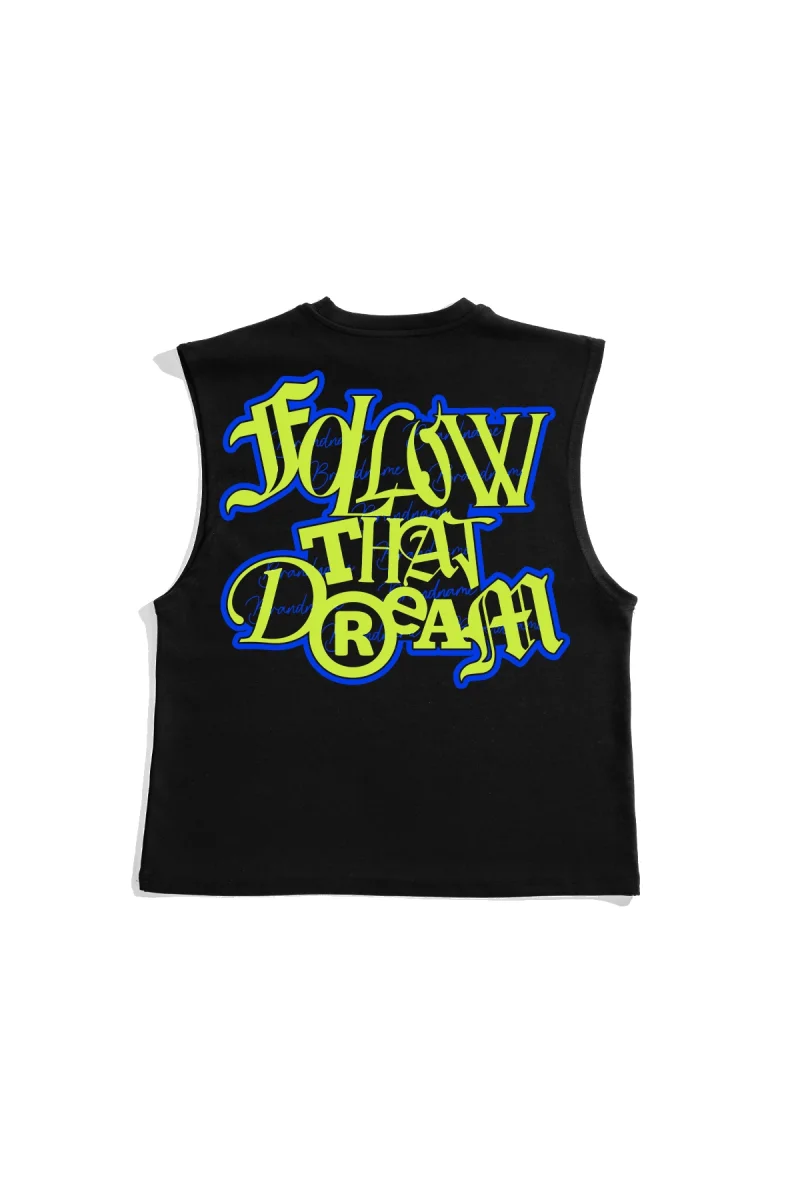 Follow That Dream Graphic Baskılı Siyah Sıfır Kol Tshirt