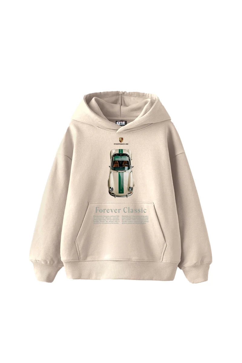 Forever Classic Baskılı Oversize Unisex Bej Hoodie