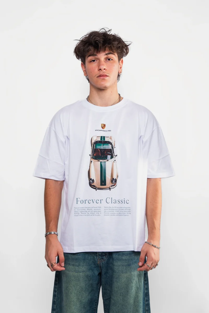 Forever Classic Baskılı Oversize Unisex Beyaz Tshirt