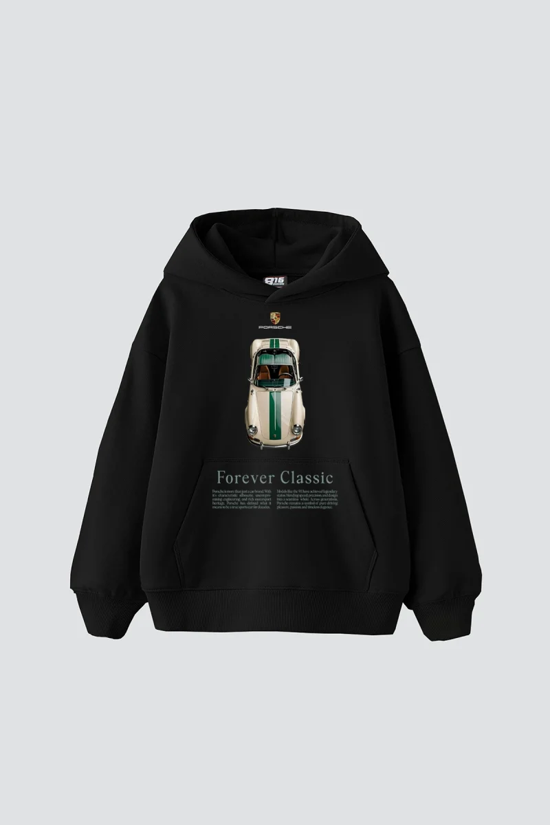 Forever Classic Baskılı Oversize Unisex Siyah Hoodie