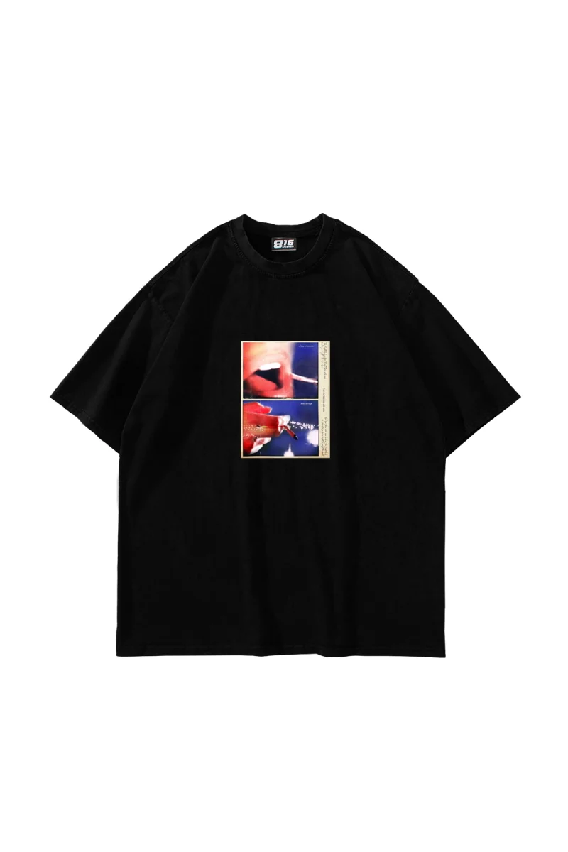 Forget & Remember Baskılı Oversize Unisex Siyah Tshirt