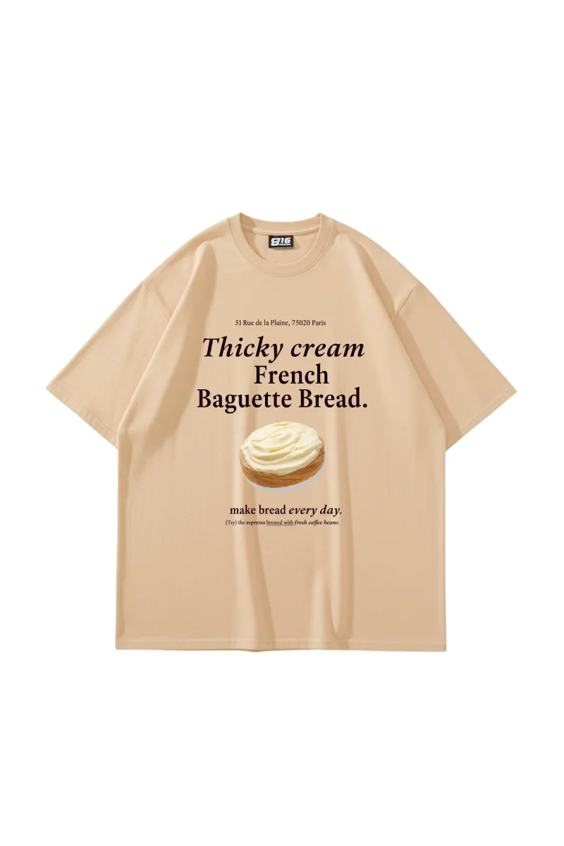 French Baguette Baskılı Bej Oversize Tshirt