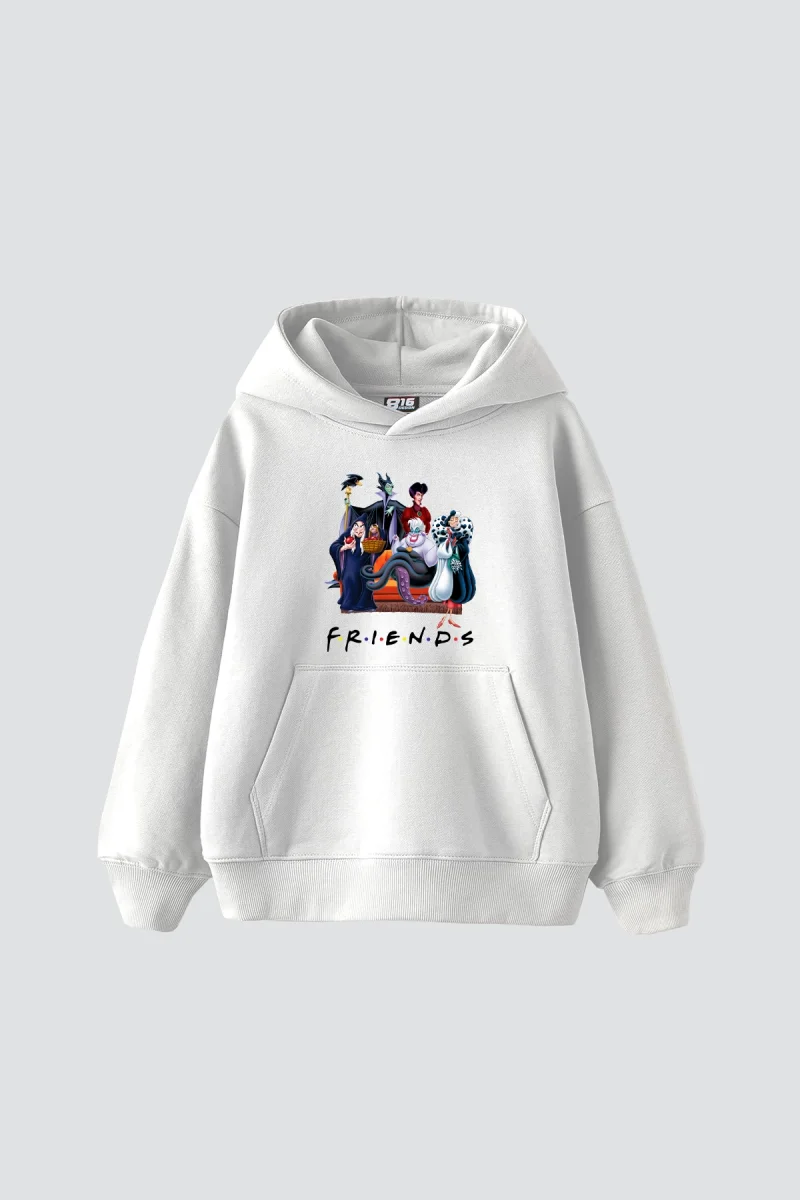 Friends Baskılı Oversize Unisex Beyaz Hoodie