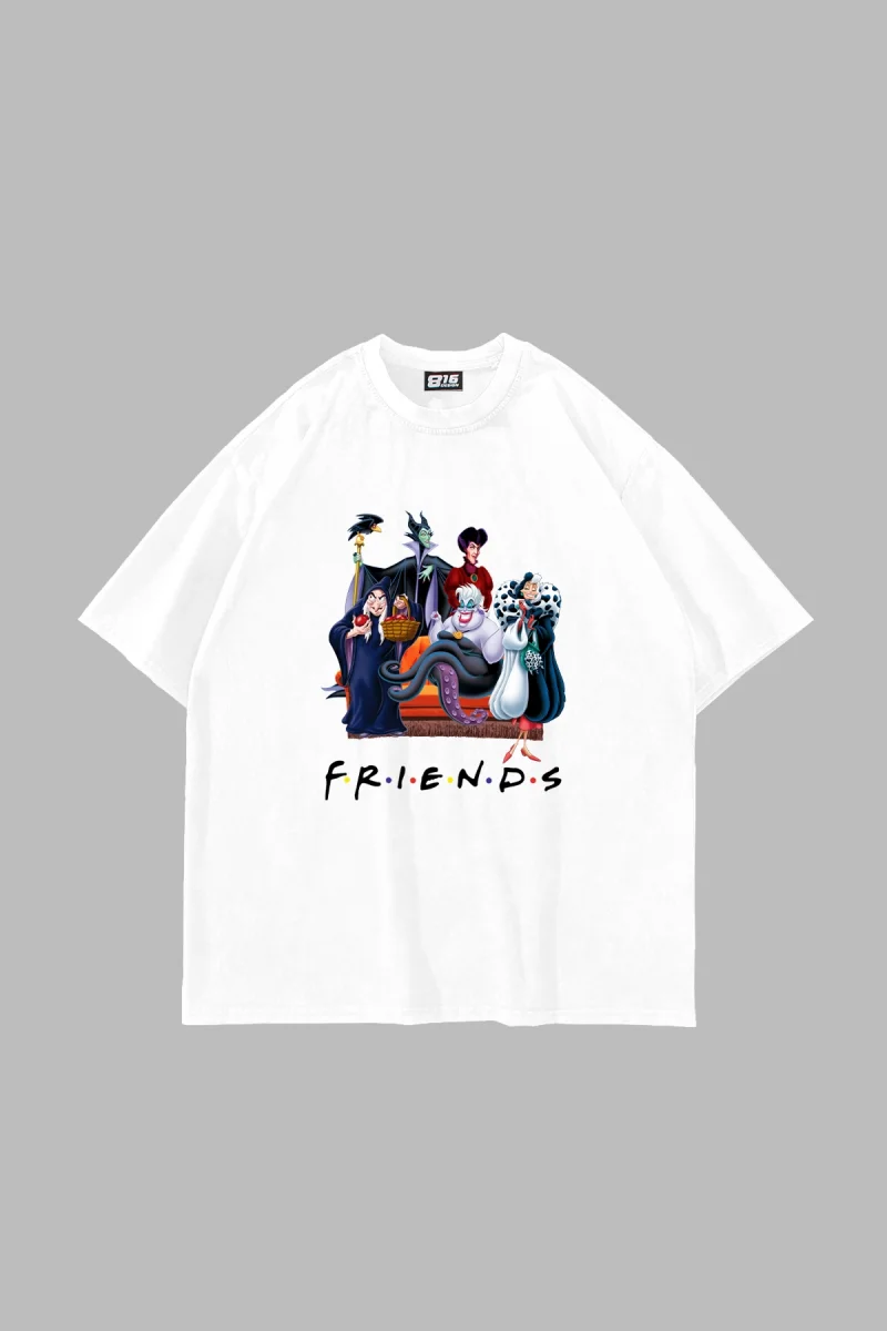 Friends Baskılı Oversize Unisex Beyaz Tshirt