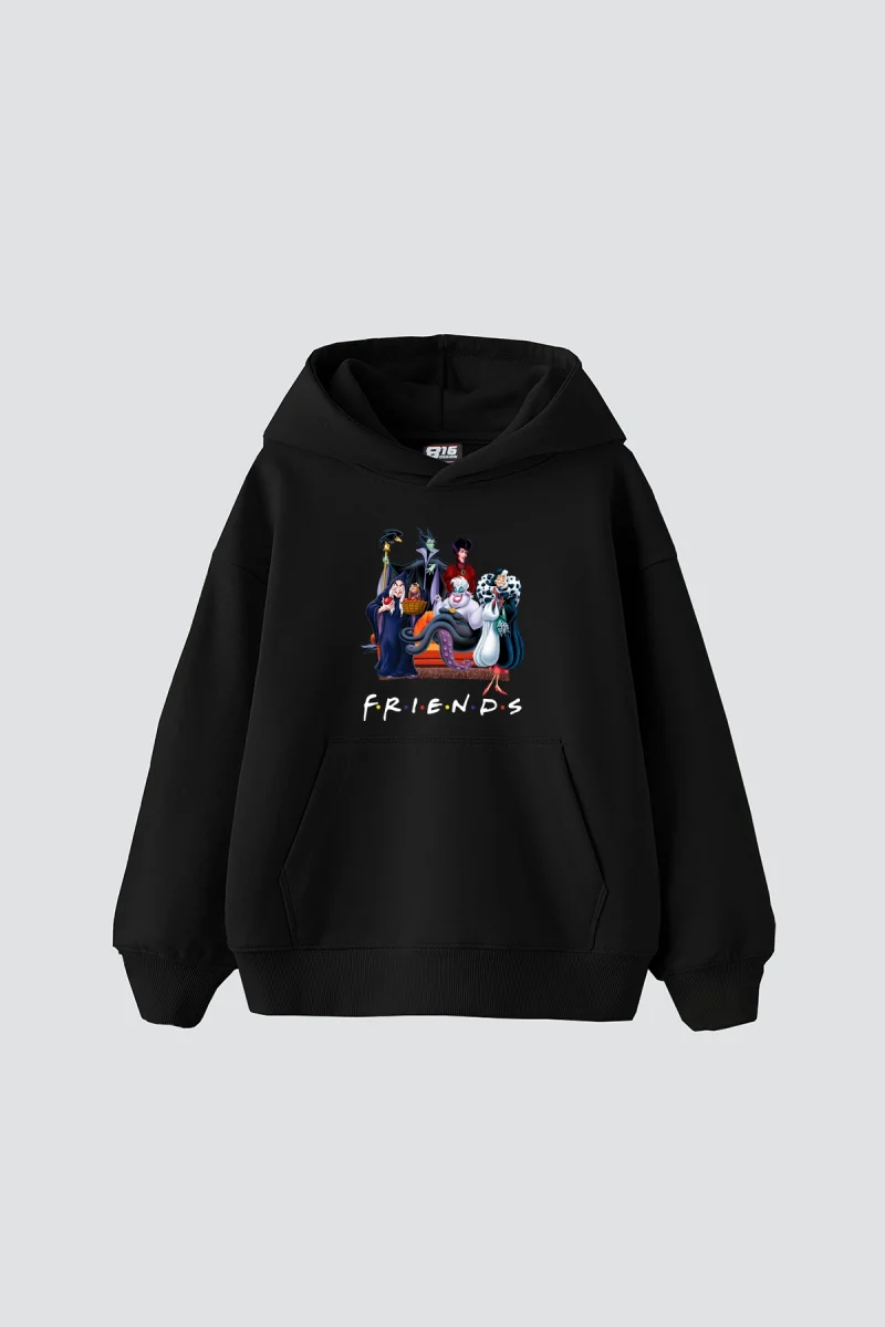 Friends Baskılı Oversize Unisex Siyah Hoodie