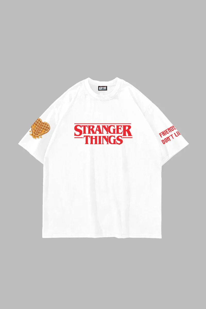 Friends Dont Lie Baskılı Oversize Unisex Beyaz Tshirt