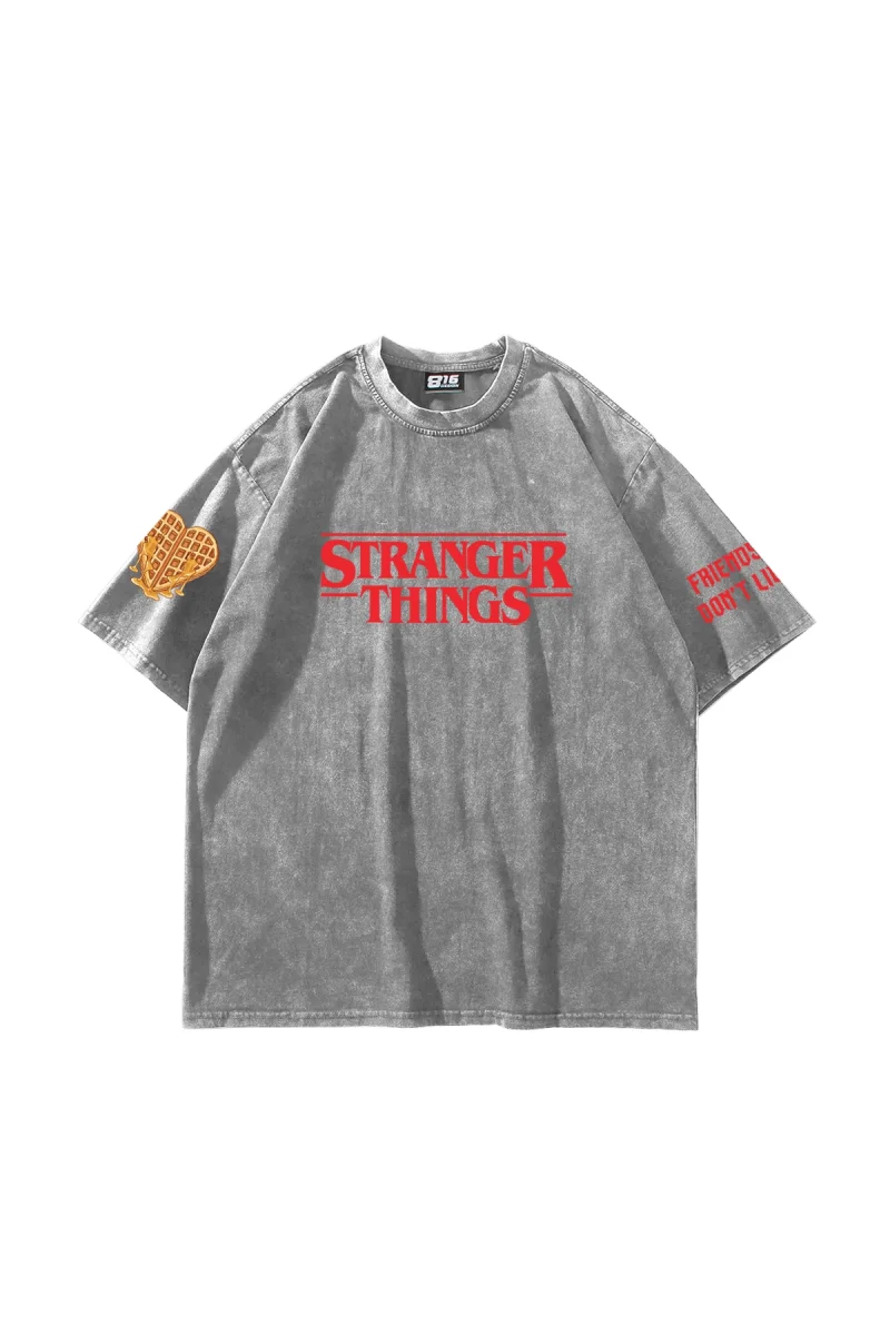 Friends Dont Lie Baskılı Oversize Unisex Yıkamalı Beyaz Tshirt