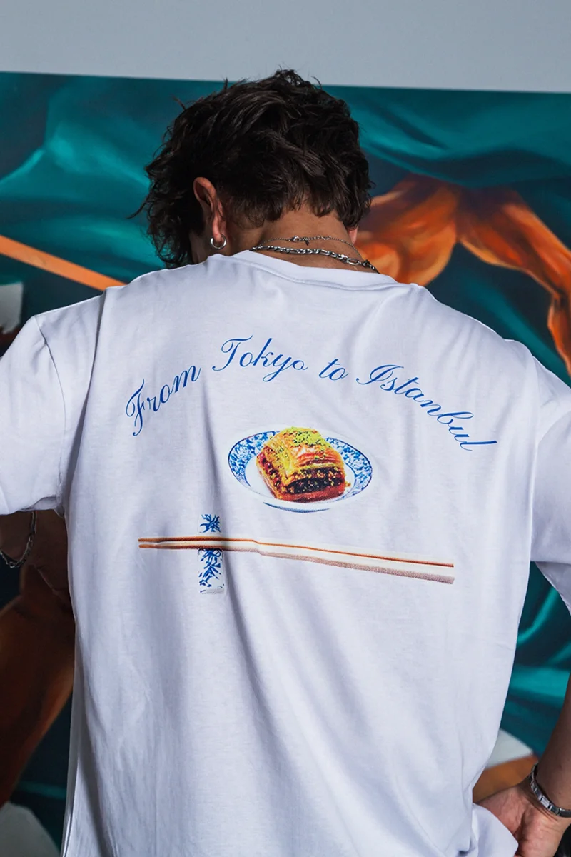 From Tokyo To Istanbul Baskılı Oversize Unisex Beyaz Tshirt