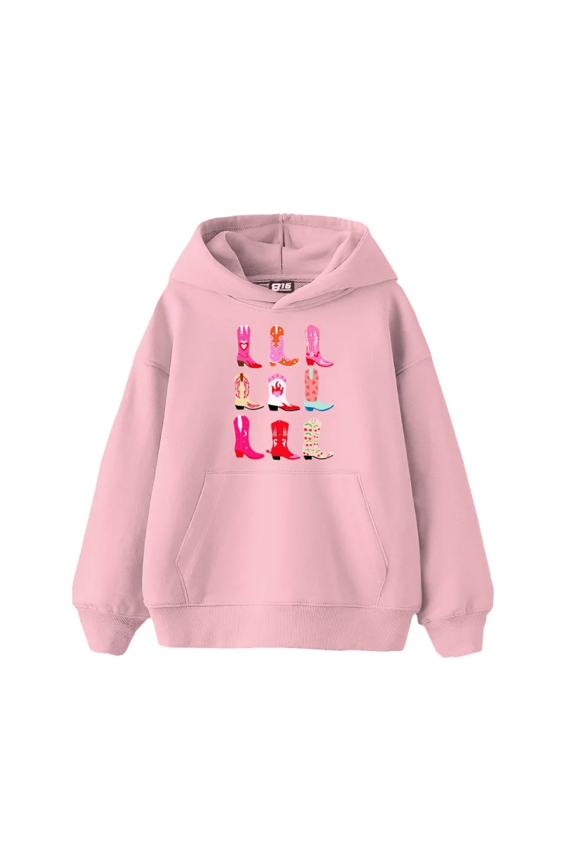 Fun Cowboy Baskılı Oversize Unisex Pembe Hoodie
