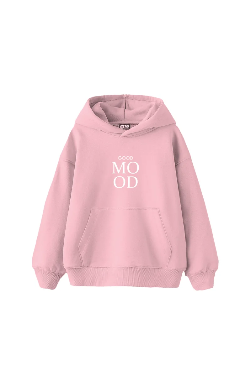 Good Mood Baskılı Oversize Unisex Pembe Hoodie