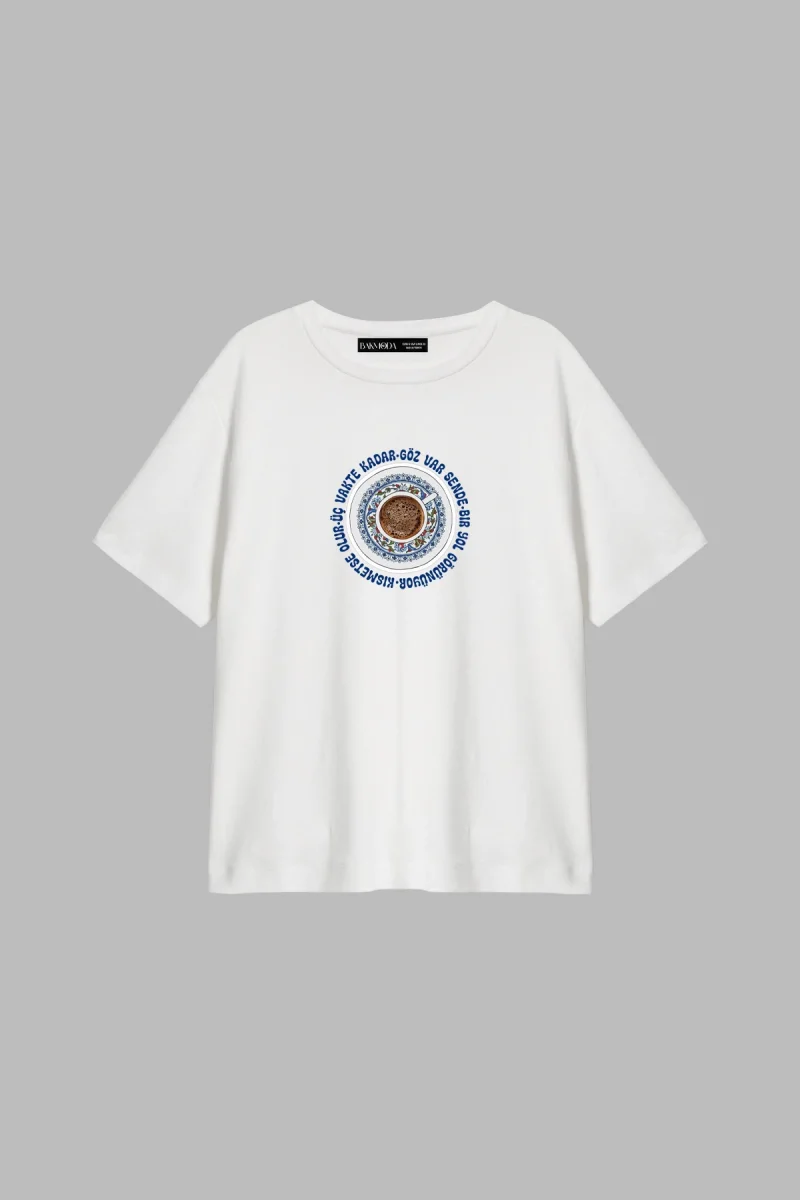 Göz Var Sende Baskılı Relaxed Fit Beyaz Kadın Tshirt