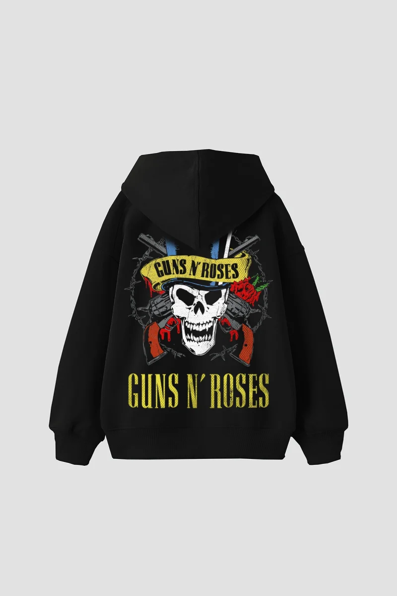 Guns N Roses Baskılı Oversize Unisex Siyah Hoodie
