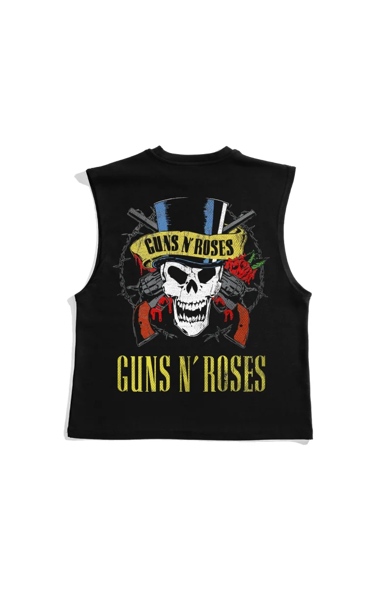 Guns N Roses Baskılı Siyah Sıfır Kol Tişört