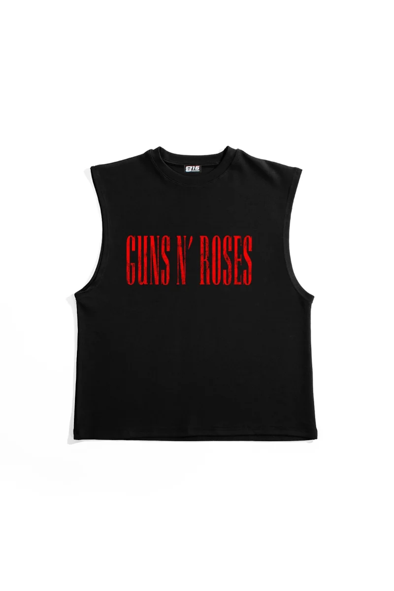 Guns N Roses Illusion Baskılı Siyah Sıfır Kol Tshirt