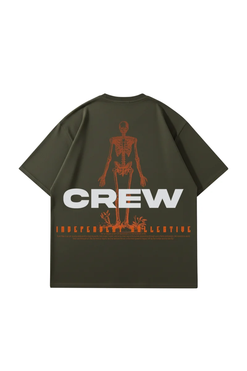 Haki Pure Pixel Crew Oversize Sırt Baskılı Unisex Tişört