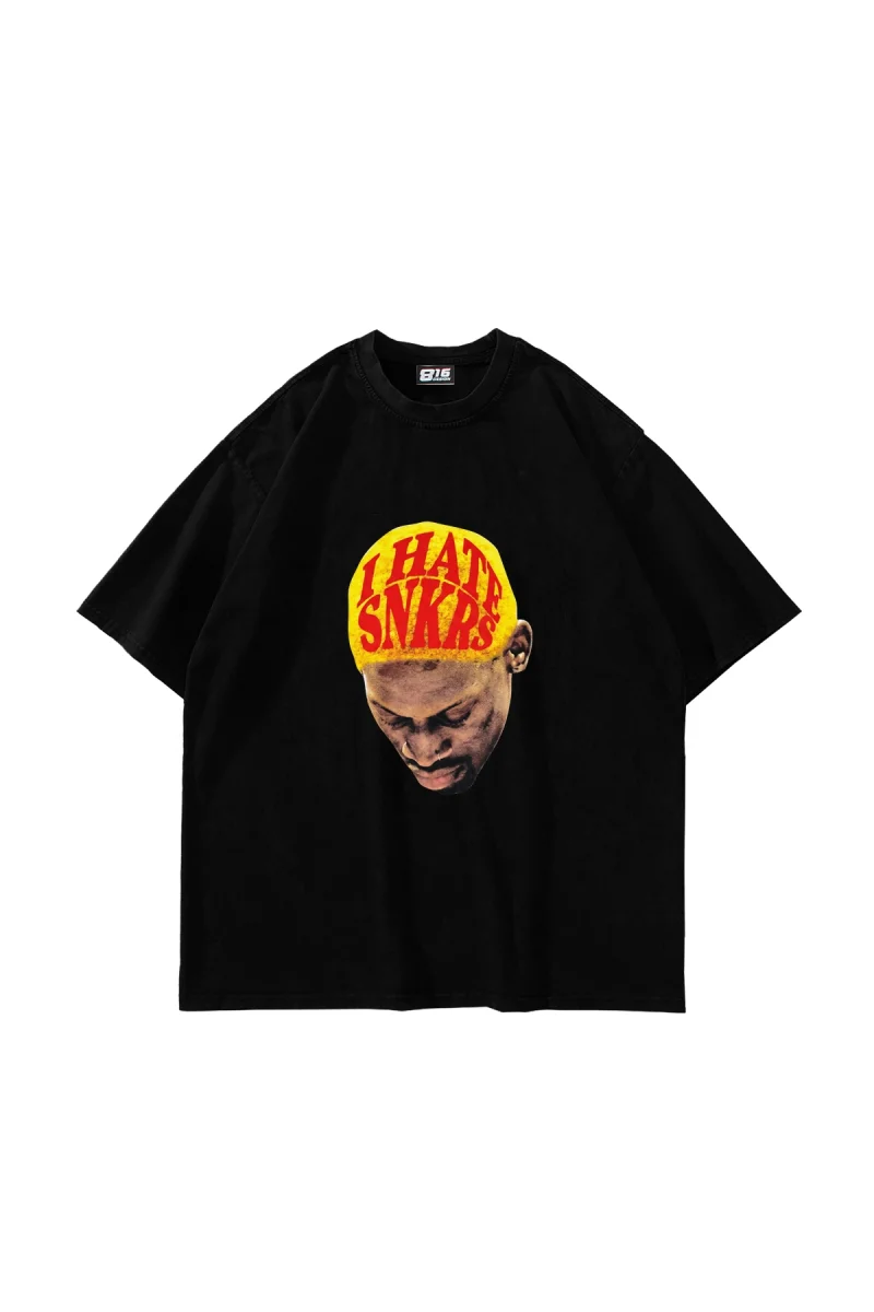 Hate Snkrs Baskılı Oversize Unisex Siyah Tshirt